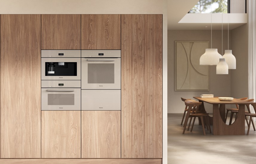 Vestavné spotřebiče Miele v perleťově béžové nově také v provedení s madlem